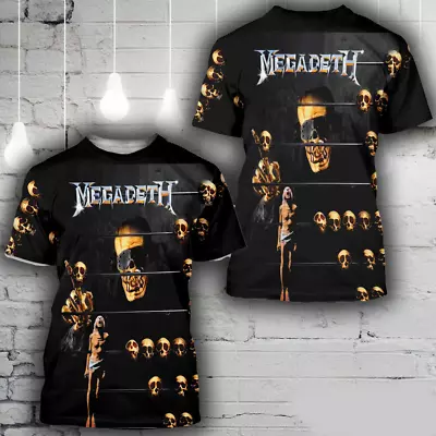 Buy NEW! Megadeth Skull T-Shirt, Meal Rock Band Music 3D Print Shirt Men Women S-5XL • 28£