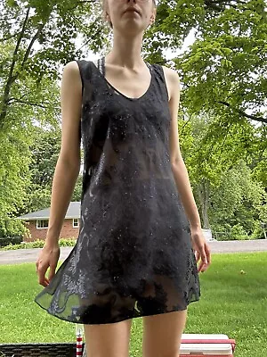 Buy Vintage Victoria's Secret Gold Label Black Floral Jacquard Mesh Slip Dress M • 51.35£