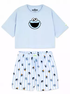 Buy Ladies Pyjamas COOKIE MONSTER 6-24 T-Shirt Shorts Nightwear Primark • 22.99£