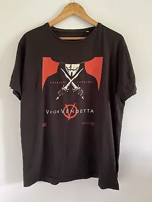 Buy V For Vendetta XL Black Red Movie T-Shirt DC Comics 2005 Original Graphic Print • 24.99£