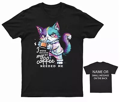 Buy Coffee Cat T-Shirt – Humorous Cat Lover Tee – 'My Coffee Needed Me' Morning Shir • 14.95£