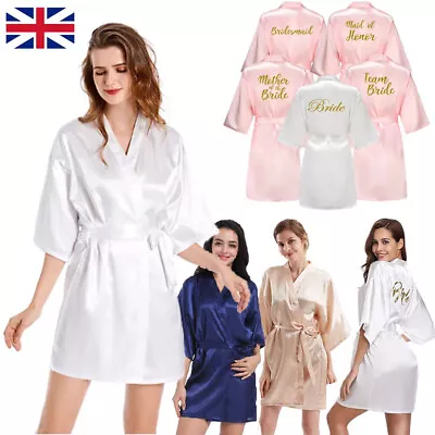 Buy Bridesmaid Robes Wedding Bridal Party Robes Team Bride Robe Kimono Satin Pajamas • 8.99£