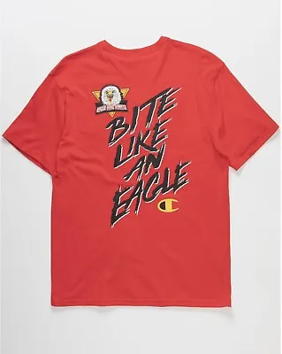 Buy Champion X Cobra Kai | Eagle Fang Karate Bite Like An Eagle Red T-Shirt 🔥 Sz XL • 18.63£