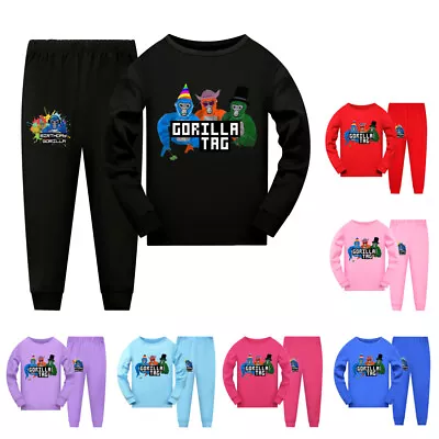Buy 2024 Kids Gorilla Tag Long Sleeve T-shirt Pants Suits Casual Pyjamas PJ'S Outfit • 13.99£