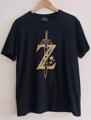 Buy Legend Of Zelda Mens T Shirt Size Large - Official Nintendo Black/Gold Cotton • 12.95£