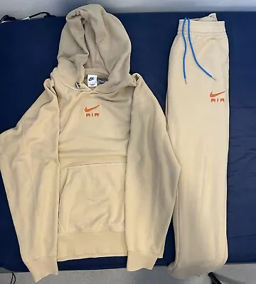 Buy Nike Air Beige French Terry Hoodie Set (Hoodie And Bottoms) Like Brande New  • 89.99£