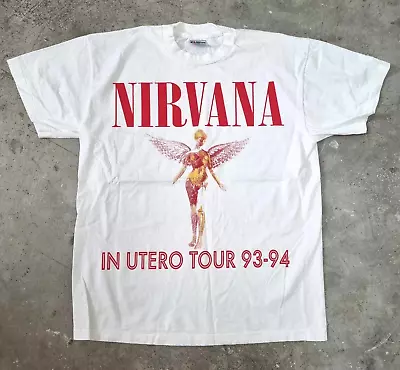 Buy Vintage Nirvana Shirt L In Utero Tour Bon Jovi Sliver Kurt Cobain Punk Grunge • 73.62£
