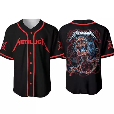 Buy Metallica Metal Rock Band Baseball Jersey 3D Print T-Shirts S-5XL For Men Women • 30.80£