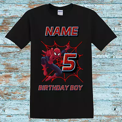 Buy Spider-man Personalised Kids Birthday Party Unisex T-shirt Gift Nameany Number • 11.99£