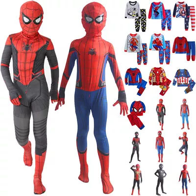 Buy Kid Boys Spiderman Superhero Costume Dress Up Cosplay Jumpsuit Sleepwear Pyjamas • 7.99£