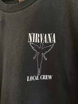 Buy 90s NIRVANA / Local Crew In Utero Tour Black T-Shirt / Vintage RARE!!! • 427.90£