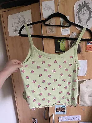 Buy Cute Green Strawberry Pyjama Set Vest And Shorts Medium Primark • 2.99£