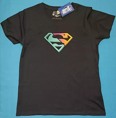 Buy Superman Coloured Shield Logo T-Shirt Official Justice League Women's L Organic • 10£