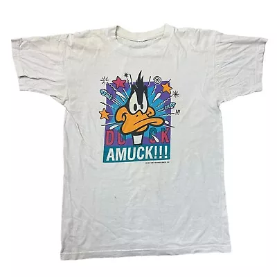 Buy Vintage Warner T-Shirt Daffy Duck 1991 USA Graphic Print White Mens Medium • 24.99£