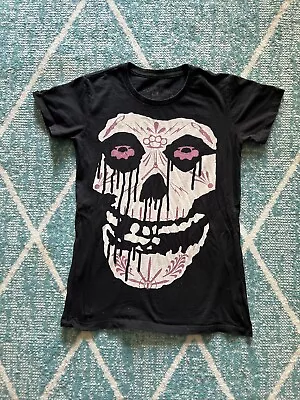 Buy Misfits T Shirt Black Punk T Shirt XL Womens Day Of The Dead Made In USA Stretch • 15.99£