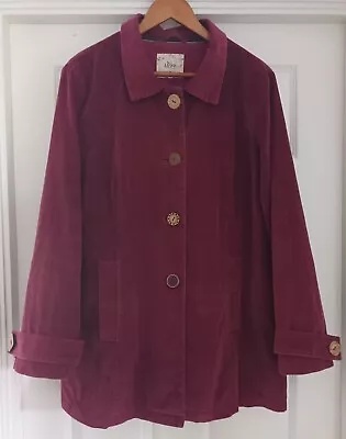 Buy Mistral Ladies Burgundy Velvet Jacket Wooden Buttons Size 14 • 12£