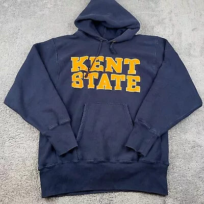Buy VINTAGE Champion Hoodie Mens Large Blue Reverse Weave Kent State Made In USA • 233.39£