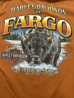 Buy Harley Davidson Fargo ND T Shirt Men Large Bison Two Sided Graphic Short Sleeve • 19.56£