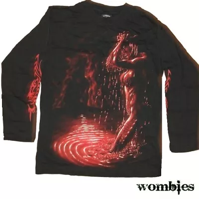 Buy Spiral Sated Medium Mens T Shirt Top New Long Sleeve Black • 17.99£