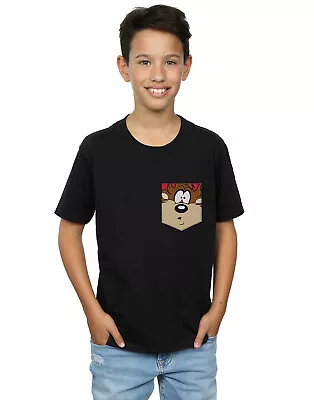 Buy Looney Tunes Boys Tasmanian Devil Face Faux Pocket T-Shirt • 12.99£