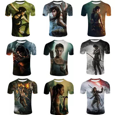Buy Cosplay Tomb Raider Lara Croft 3D T-Shirts Halloween Sports Fitness Top T-Shirts • 10.20£