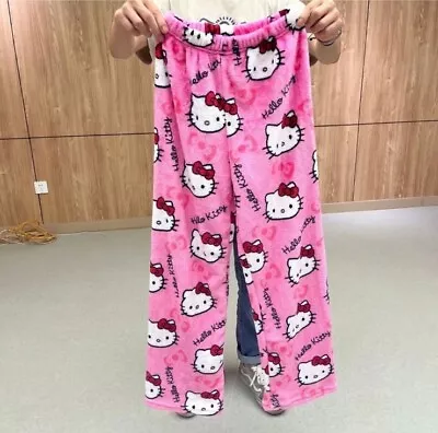 Buy Hello Kitty Pajama Pants Fairy Sanrio Flannel Autumn Warm Women Pant Fashion • 11.99£