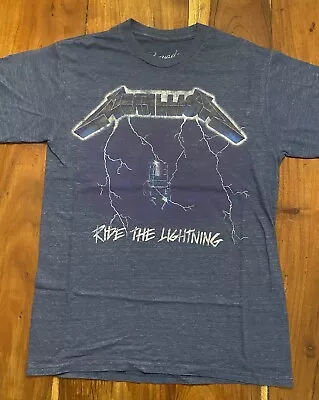 Buy Metallica Ride The Lightning Bravado Blue Short Sleeve T-Shirt Men's Size S • 10£