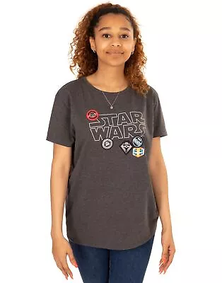Buy Star Wars Grey Badges Short Sleeved T-Shirt (Womens) • 14.95£