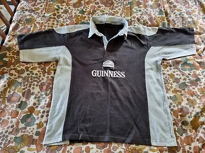 Buy Official Guinness Rugby Men Polo T Shirt L Rare Black White Short Sleeve • 21£