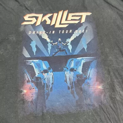 Buy Skillet Drive-In 2021 Tour Concert T-Shirt Black Blue Size Mens 2XL Dbl Sided • 19.80£
