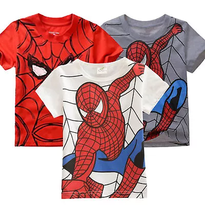 Buy Spiderman Boys T-Shirt Short Sleeve Tee Kids Cartoon Summer Tops Age 2-7 Years* • 8.07£