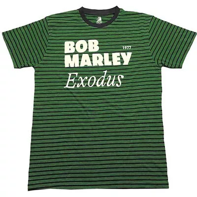 Buy Bob Marley 'Exodus' Green / Black Striped T Shirt - NEW OFFICIAL • 15.49£