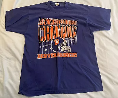 Buy Vintage 1997 Denver Broncos AFC Champs Super Bowl XXXII Men's T-Shirt XL Tultex • 13.99£