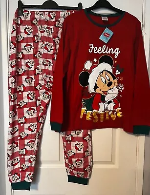 Buy Character Disney Minnie/ Mickey Mouse Christmas Festive Pyjamas Size Large 16-18 • 9£