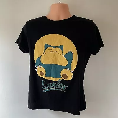 Buy Pokémon -Snorlax T-shirt Size M Black With Print Licenced Bioworld Short Sleeve • 11.99£