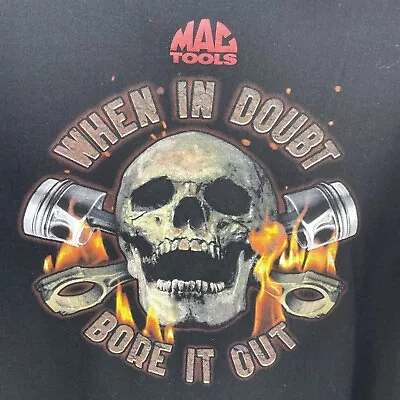 Buy Mac Tools Black Hoodie Pull Over 2XL  When In Doubt Bore It Out   Skull Flames • 27.54£