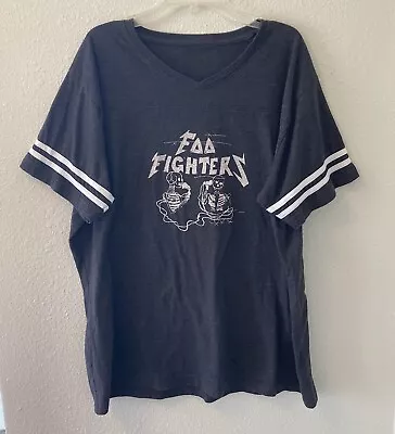 Buy Foo Fighters Ringer T-shirt Womens 2XL Graphic Charcoal Gray Short Sleeve • 13.06£