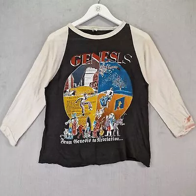 Buy Vintage 1980 Genesis T-Shirt Medium Slim Fit Black Live In Concert Phil Collins • 149.99£