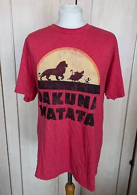 Buy Disney The Lion King Graphic Print T Shirt  Red Hakuna Matata Size Large • 9.25£