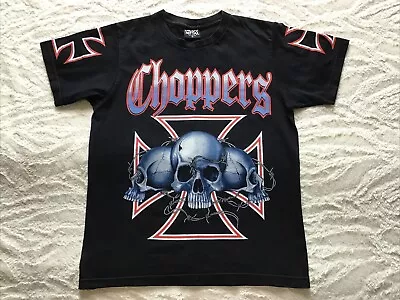 Buy Choppers Skull Metal Black Cotton Biker West Coast T. Shirt - Sz M • 19.99£