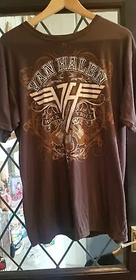 Buy Van Halen Brown T Shirt, Rock And Roll. Anvil Pre Shrunk Cotton Brown Graphic Pr • 25£