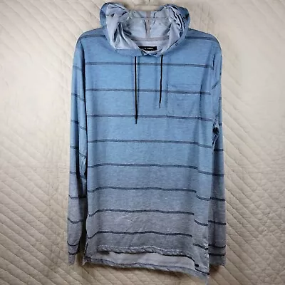 Buy Ocean Current Shirt Men Large Blue Striped Pullover Hooded Drawstring • 8.67£