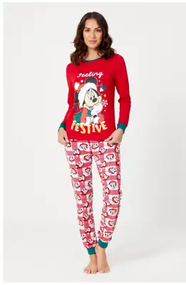 Buy Disney Mickey Mouse Cotton Xmas Pyjamas Set  Ladies Size 8-10 • 9.99£