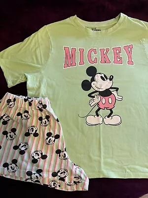 Buy Disney Mickey Mouse Short Set Pyjamas In Cotton Green Multicoloured Size 10-12 • 5£