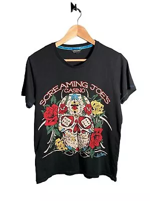 Buy Urban Spirit Screaming Joes Casino T-Shirt Mens Size M Black Graphic Print Skull • 0.99£
