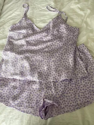 Buy PRIMARK Cute Shortie Pyjamas Lilac Daisy Print Size L • 4.99£