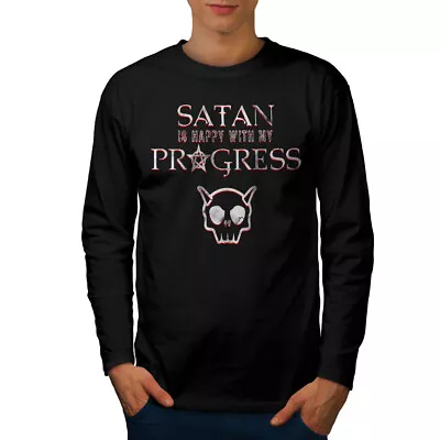 Buy Wellcoda Satan Is Happy My Progress Mens Long Sleeve T-shirt • 20.99£