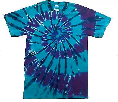 Buy Tie Dye T Shirt  All Sizes, Blue And Purple Spiral Hand Crafted In The Uk. • 16.75£