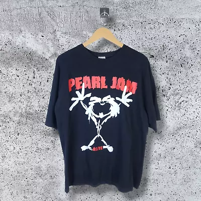 Buy VINTAGE Pearl Jam Alive T-Shirt Extra Large XL Mens Black Stickman 90s Tee • 179.95£