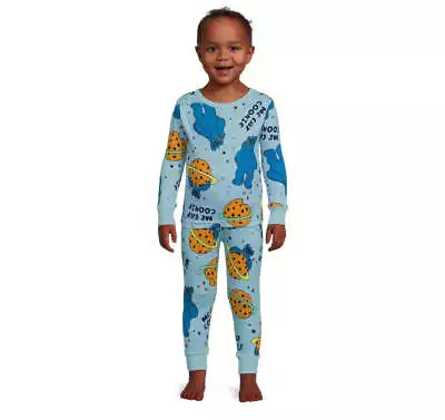 Buy Sesame Street Cookie Monster Character Snug Fit Pajamas Long Sleeve Pant Set • 11.63£
